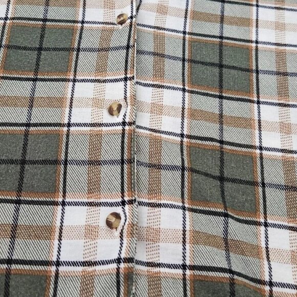 Eden & Olivia Plaid Button-Up Shirt 3/4 Roll Tab Sleeves Women's Large - Picture 11 of 12